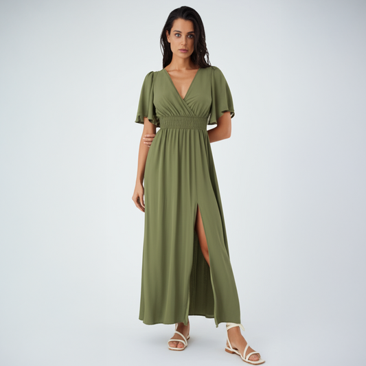 ALANA | Elegancka Maxi Sukienka z Pokryciem na Brzuch