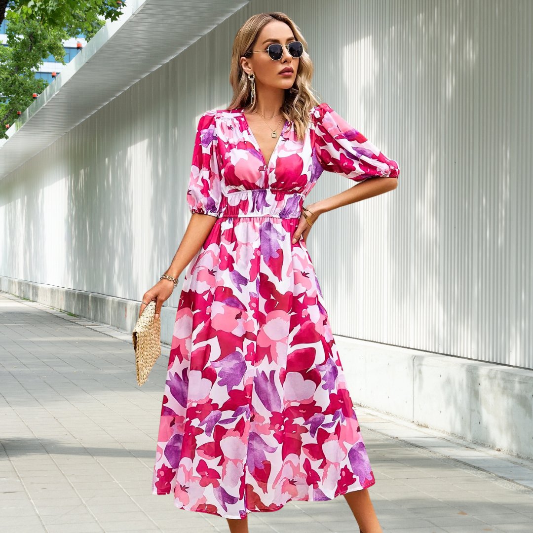 LILY | MIDI DRES Z ETERNE Z BUFIASTYMI RĘKAWAMI