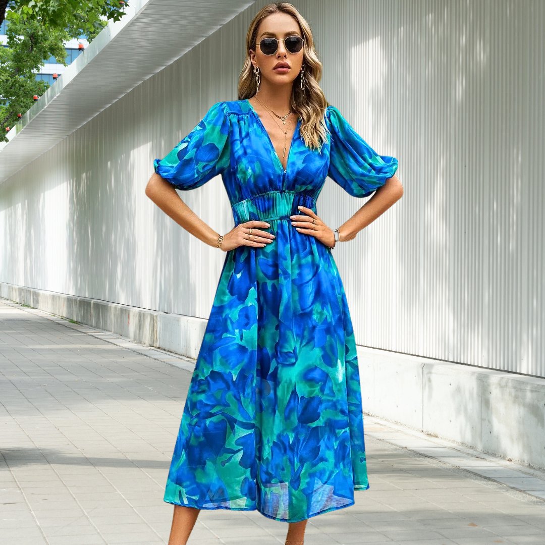 LILY | MIDI DRES Z ETERNE Z BUFIASTYMI RĘKAWAMI