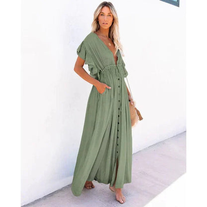 Wioletta™ - Maxi Zielona Sukienka Ibiza