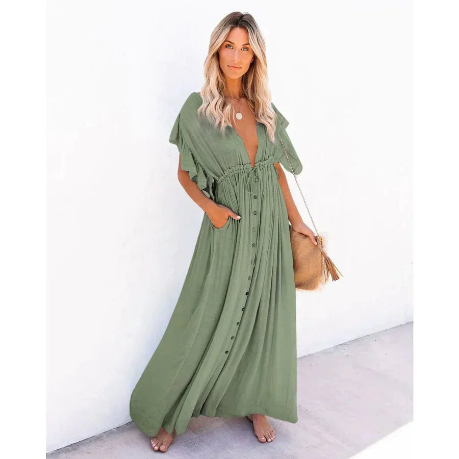 Wioletta™ - Maxi Zielona Sukienka Ibiza