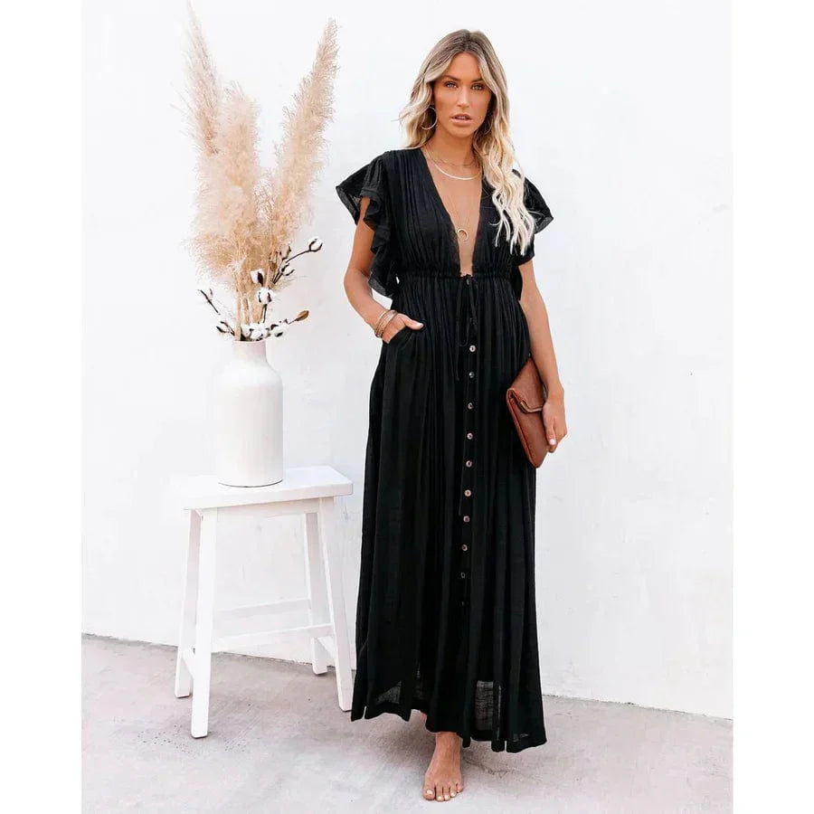 Elżbieta™ Maxi Czarna Ibiza Sukienka