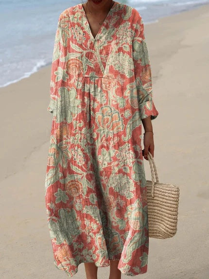 Elin™ | Sukienka w stylu vintage z kwiatowym wzorem