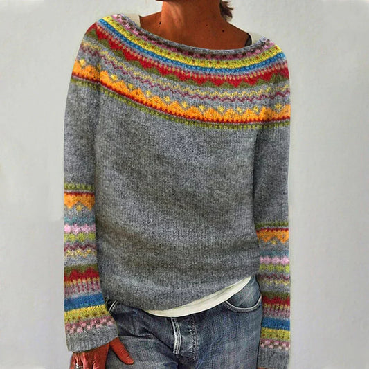Mioza - Sweter retro robiony na drutach
